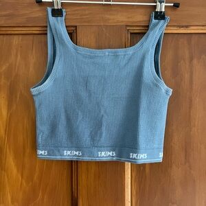 SKIMS Slate Blue Ribbed Crop Top